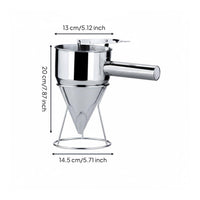 Stainless Steel Batter Dispenser with Stand Takoyaki Batter Dispenser Anti Piston Funnel for Chefs, Culinary Professionals, Bakery, Restaurant