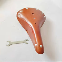 Vintage Leather Bike Saddle Breathable Design Riveted Leather Bike Seat Ergonomic Shape Classic Cycle Saddle