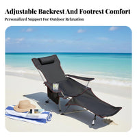 Foldable Armchair with beverage Holder High spine Support Camping Chair Lightweight
