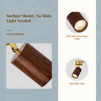 Adjustable Walnut Ceiling Light, Rotatable LED Flush Mount