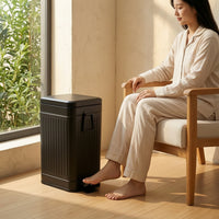 Handshands-off Pedal Trash Can with Lid Slim Trash Can with Foot Pedal Hygienic Rectangular Waste Basket Easy to Clean for Bathroom