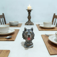 Wolf Bust Cartoon-Style Desk Ornament Sculpted for Bookshelf, Collectors