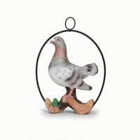 Bird Figure with Hanging Loop Decorative Pigeon Figurine Circular for Garden