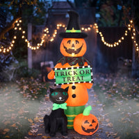Spooky Pumpkin and Black Cat Inflatable Pumpkin with Black Cat Outdoor Quiet for Yard, Lawn, Porch, Party