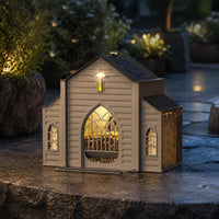 Church-Shaped Bird Feeder Peaked Roof Outdoor Decor Weatherproof
