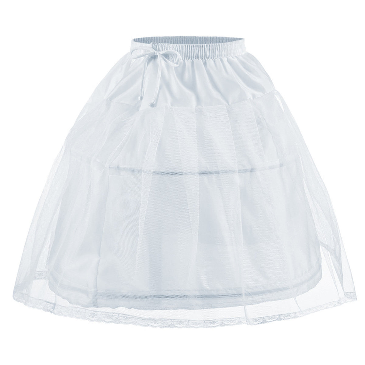 Girls Crinoline Petticoat with Lace Trim Flared Mesh Underskirt Translucent Tulle Underskirt for Girls, Parties