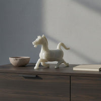 Jade-Look Horse Sculpture Resin Material Figurine Success Symbol for Living Room