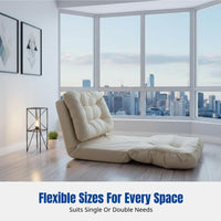 Lazy Sofa Bed, Foldable Woven Mat, Adjustable Backrest, Waterproof Fabric, Living Room, Bay Window