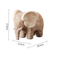 Elephant Figurine Wood-Toned Elephant Statue Auspicious for Tea Table