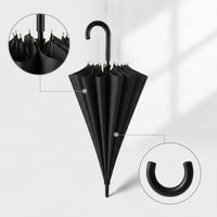 Windproof Umbrella with Hook Handle Classic 16 Rib Umbrella Long-Lasting Protection for Commuters, Commuting
