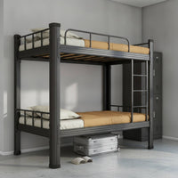Metal Bunk Bed with Ladder Space-Saving Bunk Bed with Guardrails Sturdy for Students, Teens, Dormitory, Shared Bedroom, Hostel