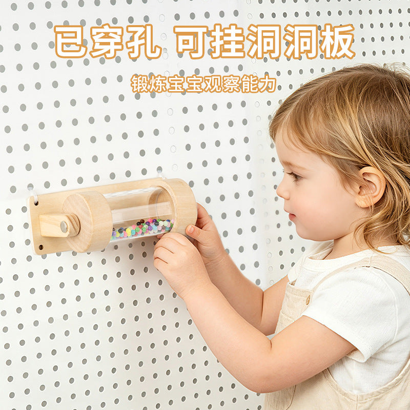 木质玩具雨声筒忙碌板diy木质洞洞板配件长方形启蒙早教挂墙玩具