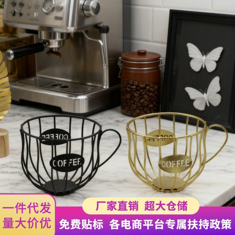 Nordic Style Metal Snack and Coffee Capsule Storage Rack for Tabletop