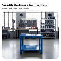 Heavy Duty Steel Workbench High Load Capacity Heavy-Duty Work Table Solidly Welded fitter's Bench for Machinists, Technicians, Factory, Basement, Home
