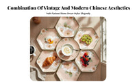 Floral Camellia Series Ceramic Tableware Set, Artistic Plates & Bowl, Home Dining, Retro Design