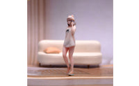 Painted 1/64 Scale Figurine Tiny Miniature Female Figure Compact Figurine with Hand-to-Hair Gesture Detailed for Collectors, Hobbyists, Dioramas