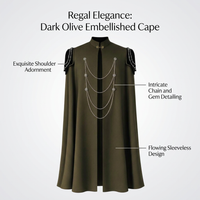 Fantasy Theatrical Cloak Men, Fancy Dress Hooded Cape, Costume Cloak Chain Embel #variant:Army Green