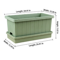 Large Resin Planter Box Plant Pot with Drainage Tray, Sturdy Plant Pots for Home Gardening, Outdoor Vegetable Garden