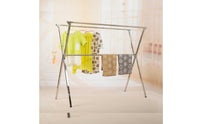 Space-Saving Cross-Frame Clothes Drying Rack Floor-Standing Foldable Drying Rack with Telescoping Portable Furniture Easy to Use for Families, Apartment