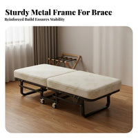 Folding Foldable Bed with Mattress Space-Saving Design Foldable Bed with Mattress Portable Single Sleeper for Grown-Ups, Guests, Dorm Room, Hotel