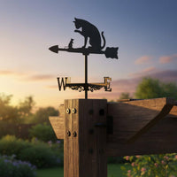 Cat Weathervane Decorative Metal Wind Vane Rust Resistant for Garden, Rooftop