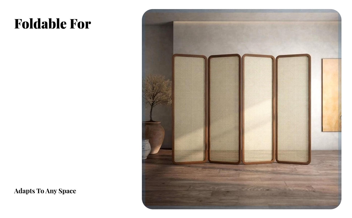 Chinese design Design Folding Woven Panel Screen Movable Freestanding Panel Divider sturdy Wood Frame Space Management Item Portable for Office Workers, Homeowners, Students, Entrydirection, Bedroom, Studio Apartment