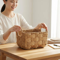 Braided Organizer Basket Decorative Desktop Organizer Basket Easy to Store Storage Bin for Living Room