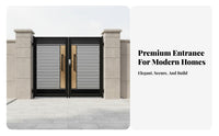 Wrought Iron Villa Gate Weather-Resistant Modern Louvered Gate Rust-Resistant Property Enclosure for Homeowners, Courtyard, Home Entrance, Driveway