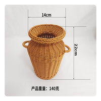 Woven Vase Imitation Rattan Display Basket Urn-Shaped for Tabletop