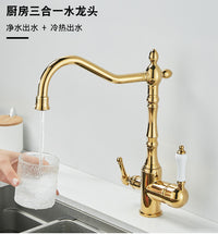 Retro European Ceramic Kitchen Faucet with Sprayer
