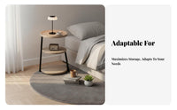 Curved Designd Nightstand Space-Saving Side Table Rounded Corners for Small areas
