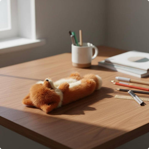 Wild Canine Stuffed Writing Implement Case Cute Creature Zipper Organizer Gift