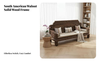 4 Pieces Chinese Design Traditional Carved Sofa Bed Bed Double-Purpose Use Walnut Wood Daybed Mortise and Tenon Joinery Solid Wood Carved Sofa Set