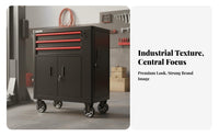 Multi-Functional Mobile Tool Cabinet with Drawers Long-Lasting Construction Rolling Tool Cabinet Integrated Lock Heavy Duty Workshop Trolley Lockable for DIY Enthusiasts, Professionals, Auto Repair Shop, Warehouse, Utility Room, Basement