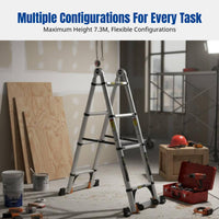 Aluminum Alloy Folding Step Ladder, Telescopic, Multi-Functional, Anti-Slip, For Home & Engineering