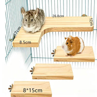 4-Piece Solid Wood Jump Board Set for Parrots, Hamsters, Chinchillas, Squirrels, and Sugar Gliders