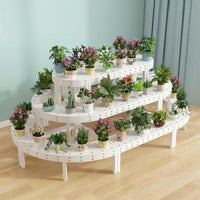 Multi-Tier Plant Shelf Space-Saving Multi-Level Quarter-Circle Rack Curved Shape