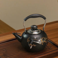 加厚不锈钢黑色古典小茶艺壶家用餐厅饭店泡茶壶带过滤网烧水壶