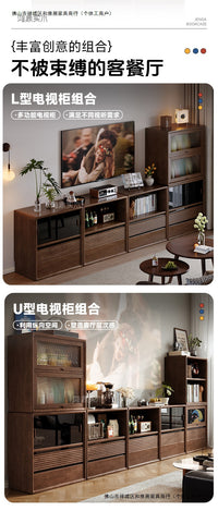 实木书柜模块化自由组合格子柜客厅电视柜靠墙一体收纳储物展示柜