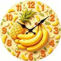 Fruit-Themed Wall Clock Decorative Botanical Pattern Clock Operated Home Decoration for Bedroom