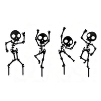 4 Pieces Dancing Skeleton Garden Stakes Black Skeleton Silhouettes with Stakes