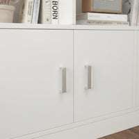 Tall Storage Cabinet with Doors Sturdy Duty Floor Standing Storage Organizer Multi-Tier Display Shelf Stable Design Household