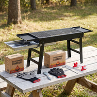 Foldable Charcoal BBQ Grill with Storage Rack for Outdoor Camping and Picnics
