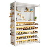 Multi-tier Shoe Rack Vertical Shoe Storage Unit Curtain Shoe Organizer Carbon Steel Household Furniture Space-saving Design Suitable for Families Entryways Living Rooms Balconies