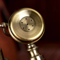 Vintage Phone Gold-Tone Accents Corded Rotary Telephone Antique Telephone Embossed Floral Base Home Communication Device