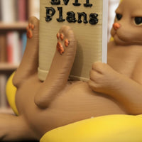 Reading Feline Figurine No Assembly Feline Reading Sculpture Handmade Look