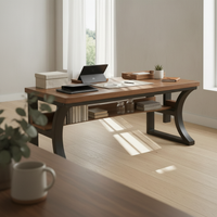 Desk with Pegboard Storage Perforated Panel Desk with Bookshelf Black Frame Office Furniture
