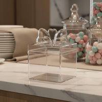 Clear Candy Box with Bow Compact Size Transparent Candy Box Food Grade Cube Container for Wedding
