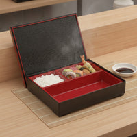 Three-Compartment Bento Box Wood-Grain Food Container Easy to Carry for Takeaway