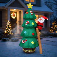 Inflate Inflatable Christmas Tree with Santa Giant Inflatable Christmas Tree Built-in Fan Outdoor Decoration Quick Inflation for Homeowners, Families, Yard, Lawn, Garden, Porch